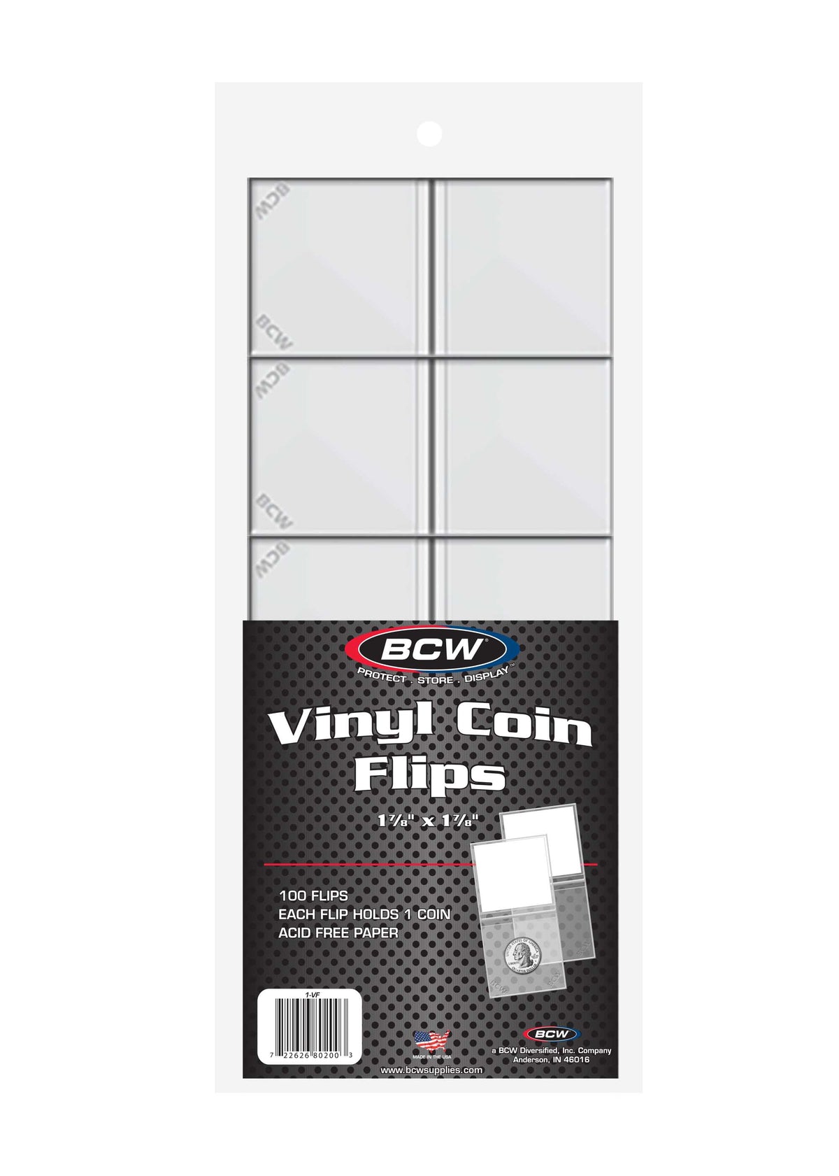 BCW 2x2 Double Pocket Vinyl Coin Flips