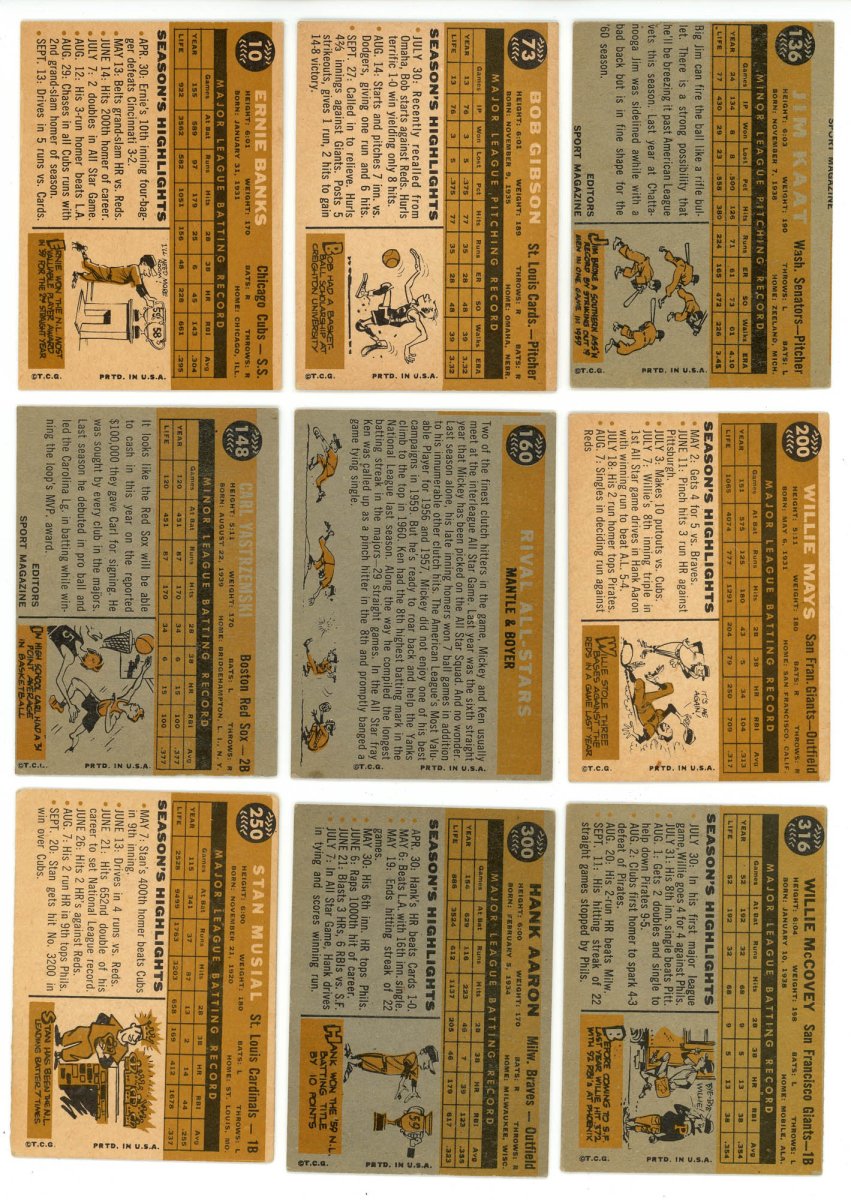 1960 TOPPS BASEBALL COMPLETE SET BREAK - 8 CARDS PER BOX! 1 HOFer and/or high # in each box!