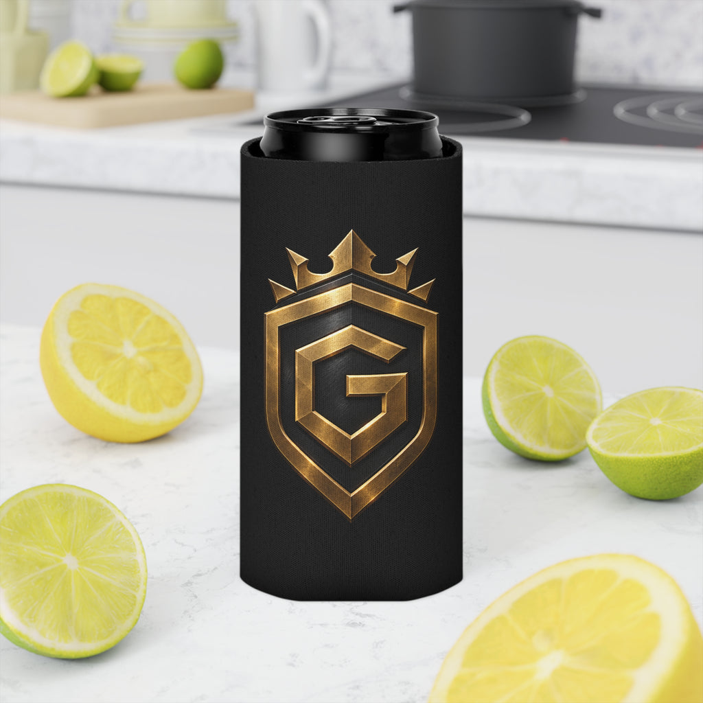 Black Can Cooler with Gold Crest – GRNGR Collectibles Logo QR