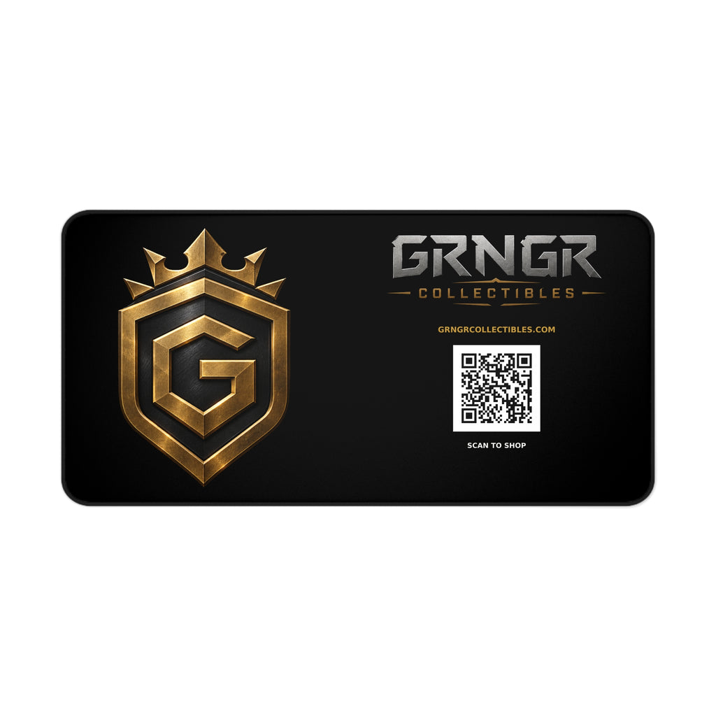 GRNGR Collectibles Gold Crest Desk Mat — Gaming/Office Mouse Pad with QR Logo
