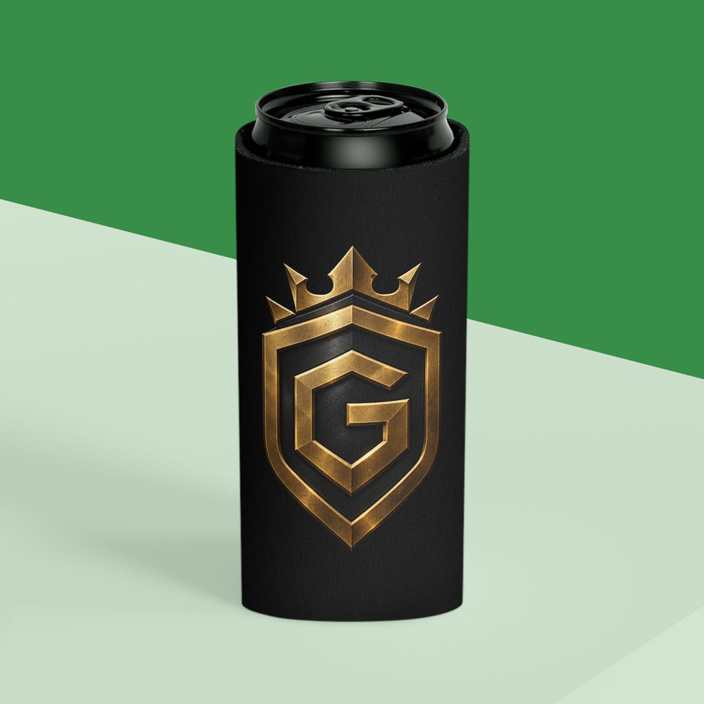 Black Can Cooler with Gold Crest – GRNGR Collectibles Logo QR