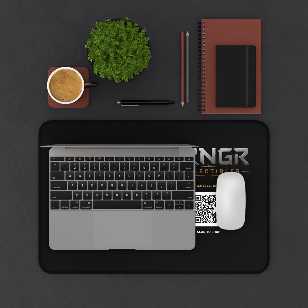 GRNGR Collectibles Gold Crest Desk Mat — Gaming/Office Mouse Pad with QR Logo