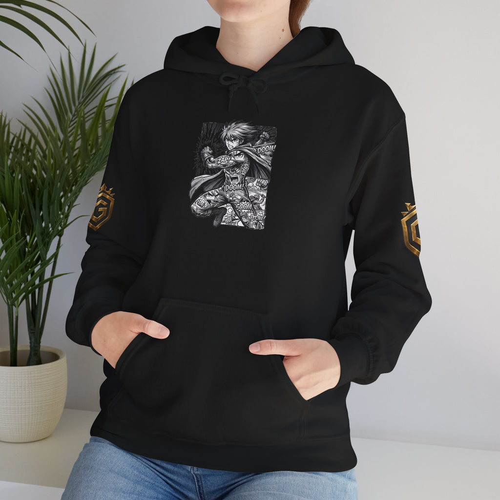 Comic Hero Illustration Hoodie - GRNGR Collectibles QR Back