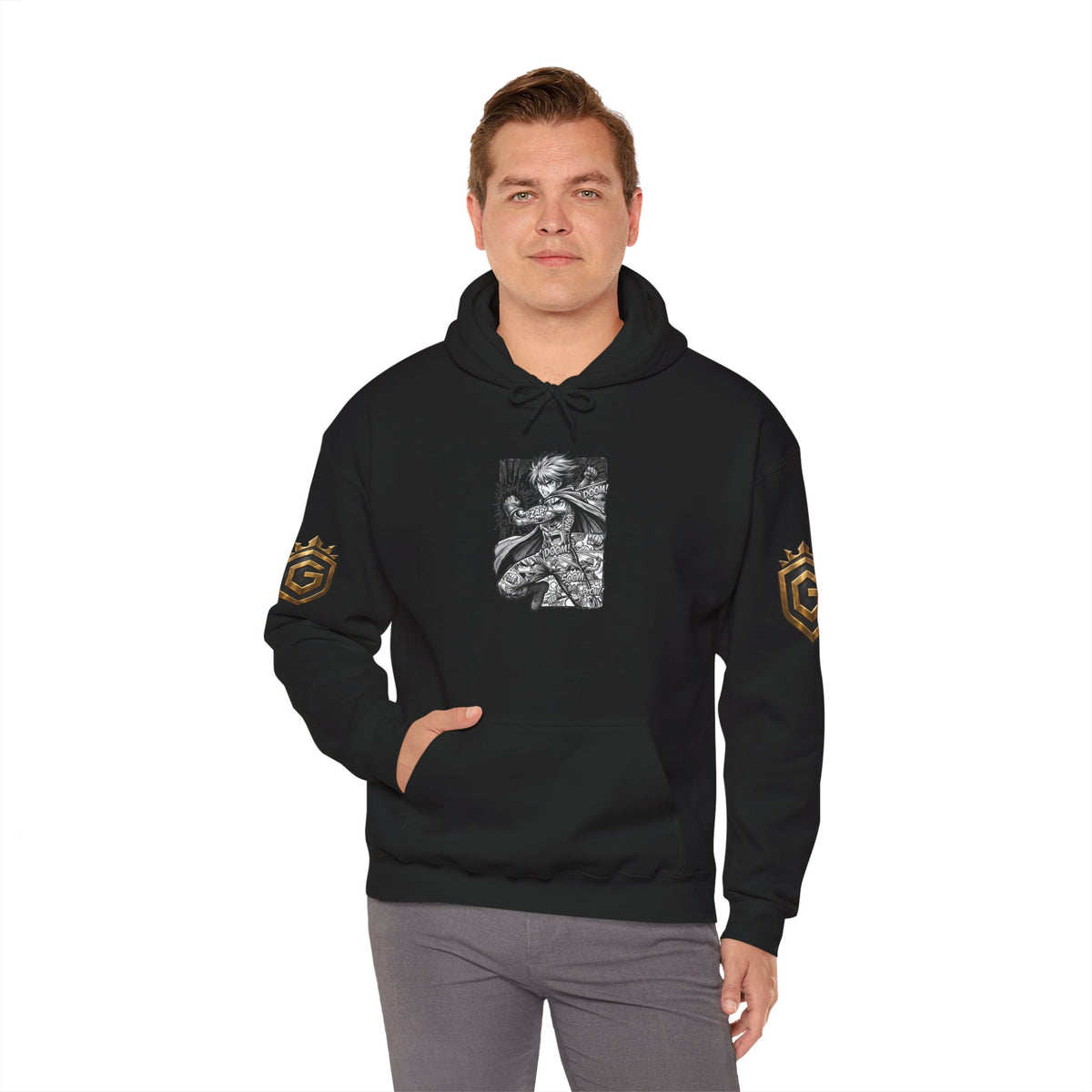 Comic Hero Illustration Hoodie - GRNGR Collectibles QR Back