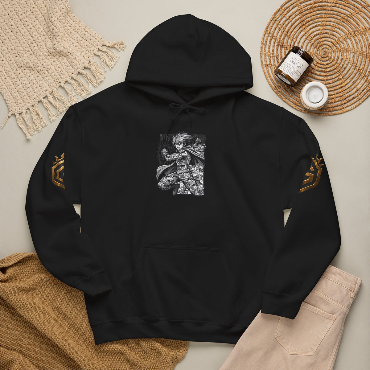 Comic Hero Illustration Hoodie - GRNGR Collectibles QR Back