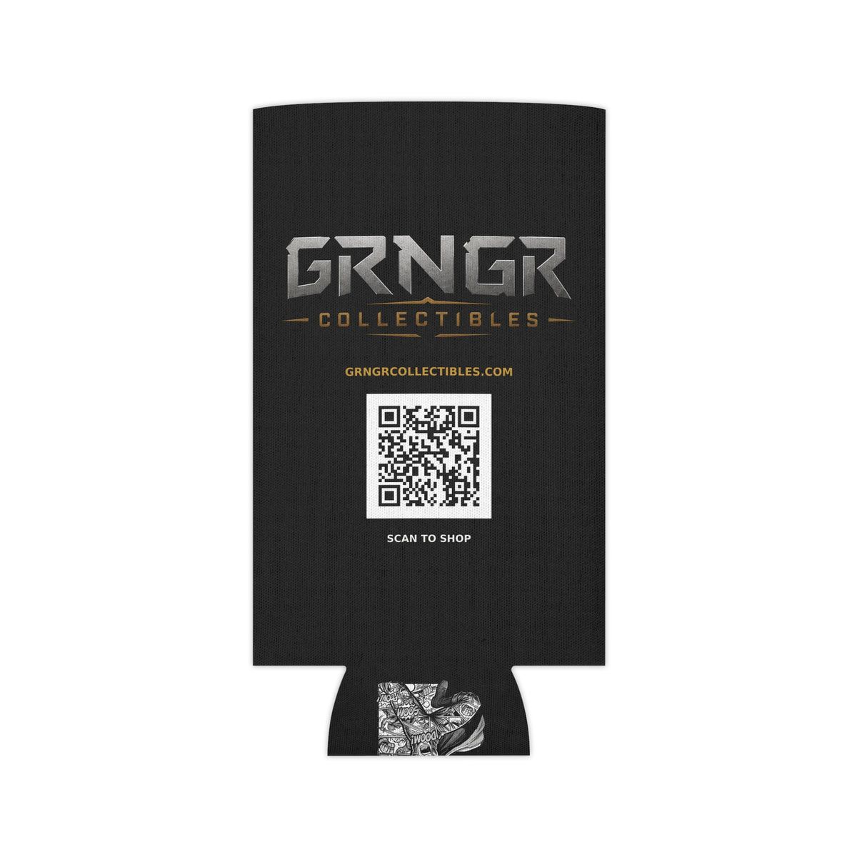 Black Can Cooler with Gold Crest – GRNGR Collectibles Logo QR