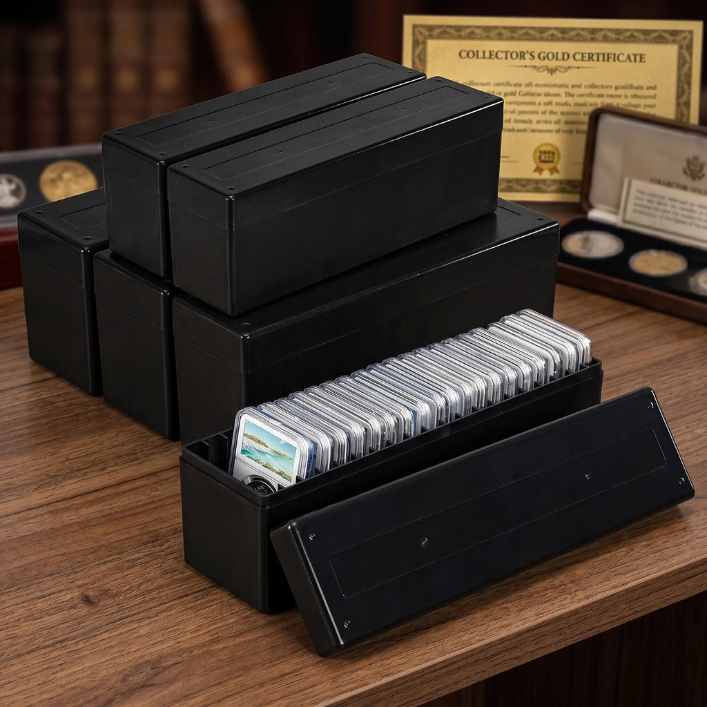 Coin Slab Storage Box | 20 Slotted Plastic Coin Slab Holder Organizer Case for Graded Coins Storage