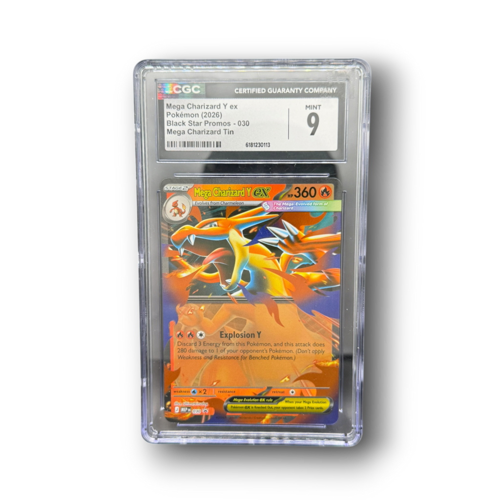2026 Pokémon Black Star Promo Mega Charizard Y ex #030 Mega Charizard Tin CGC 9