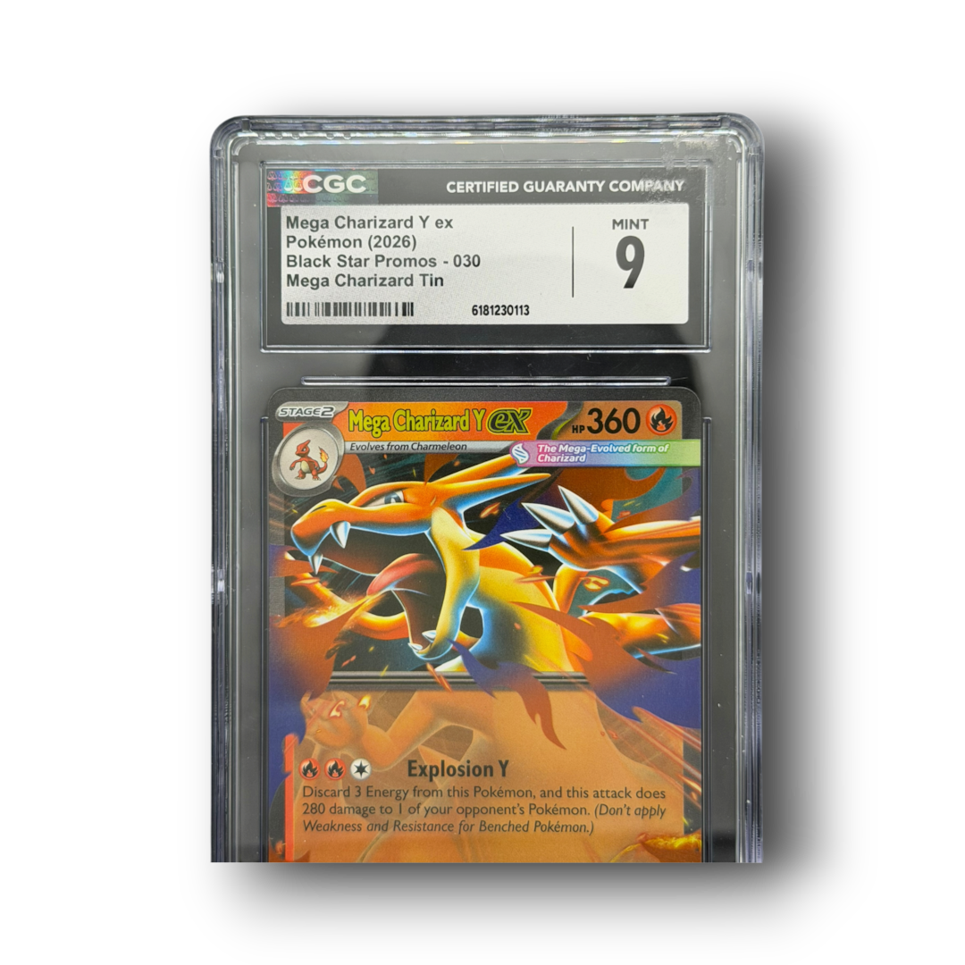 2026 Pokémon Black Star Promo Mega Charizard Y ex #030 Mega Charizard Tin CGC 9
